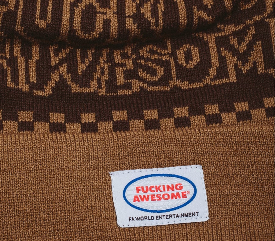 【FUCKING AWESOME】 PBS JACQUARD BALL BEANIE BROWN PBS Jacquard Ball Beanie – Fucking Awesome Japan