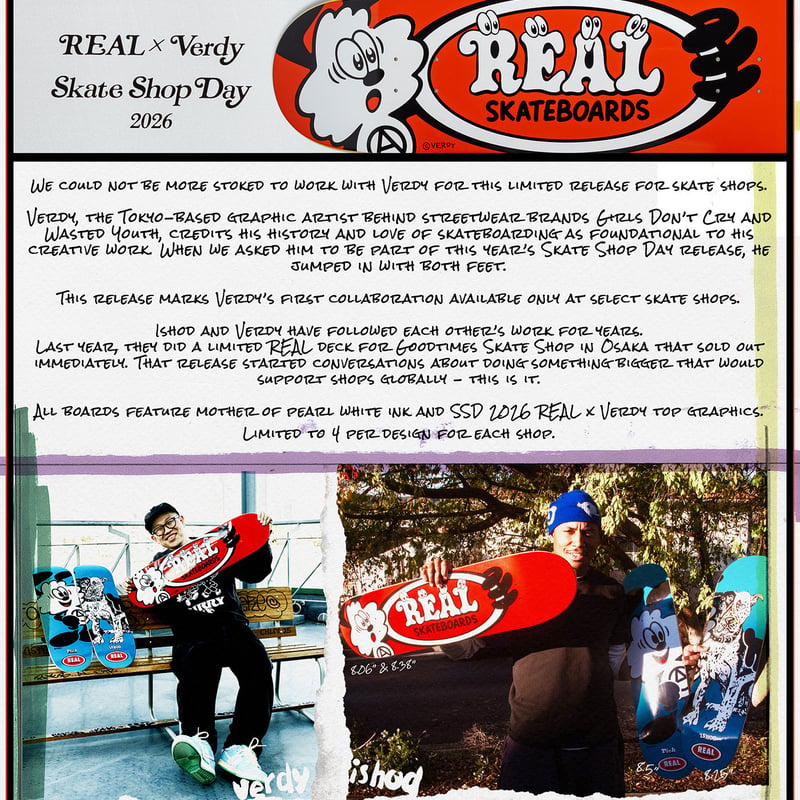 REAL x SKATE SHOP DAY 2026 VERDY ISHOD WAIR / V