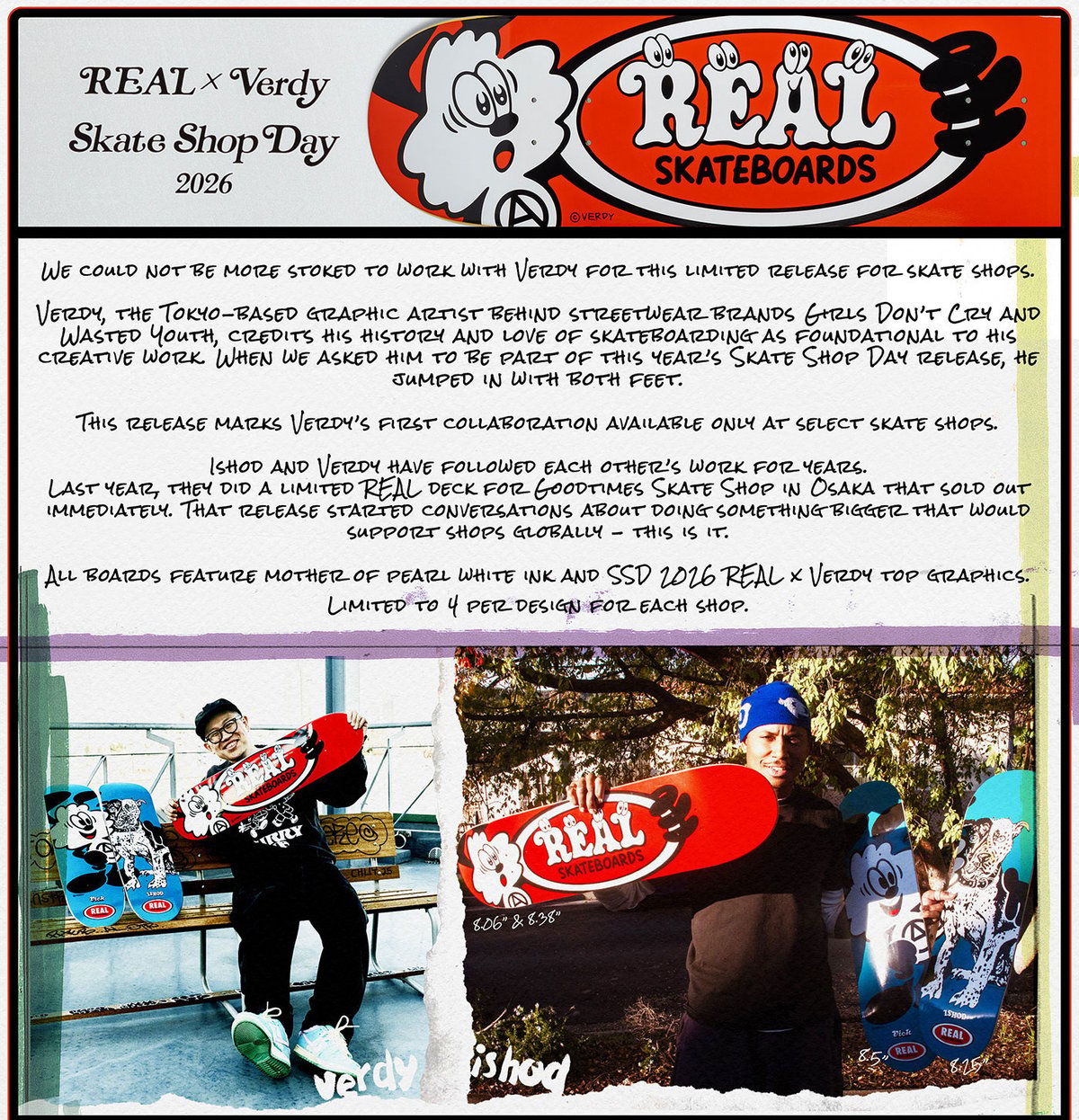 【完売】REAL x Verdy SkateShopDay2026 8.06 REAL x SKATE SHOP DAY 2026 VERDY OVAL DECK (8.0