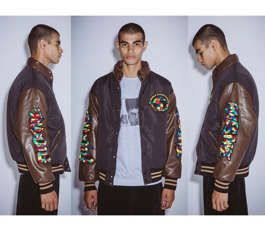 fucking awesome コットンコーチジャケット 裏地総柄 XL FUCKING AWESOME GUM STAMP CHENILLE VARSITY PUFFER JACKET | HESHDAWGZ