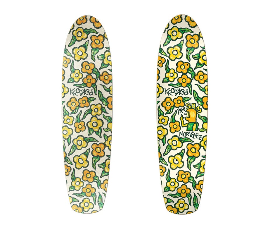 スキムボード デッキパット付き 花柄 ゼブラ　❁*゜ KROOKED SAM NARVAEZ FLOWERS ZIP ZINGER DECK (7.