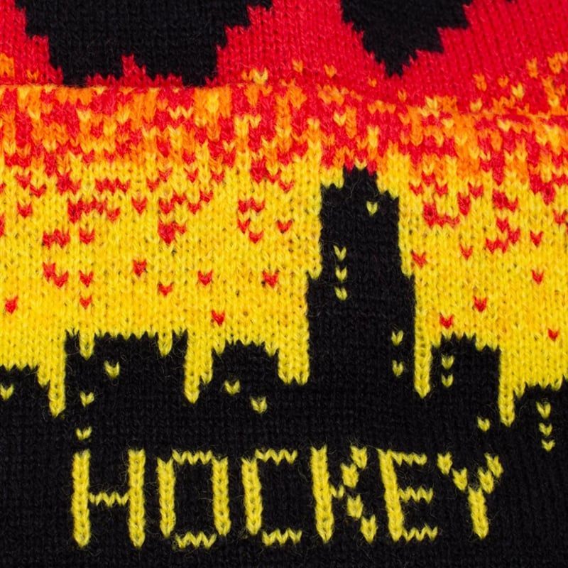 帽子 HOCKEY LIGHTS OUT Beanie HOCKEY LIGHTS OUT BEANIE / BLACK x FIRE (ホッキー ビーニー
