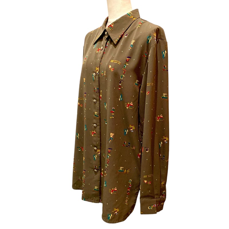 80s〜イタリア製 リアルスウェード デザインシャツ グリーン German's