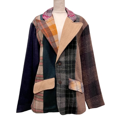 WOOLチェックMIXファブリックジャケット(1970s UK) | cocotier