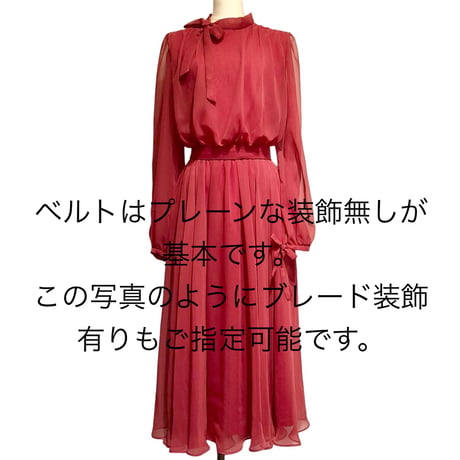 “ cocotier “ サイドボウタイ・シフォンドレス(ローズピンクレッド)