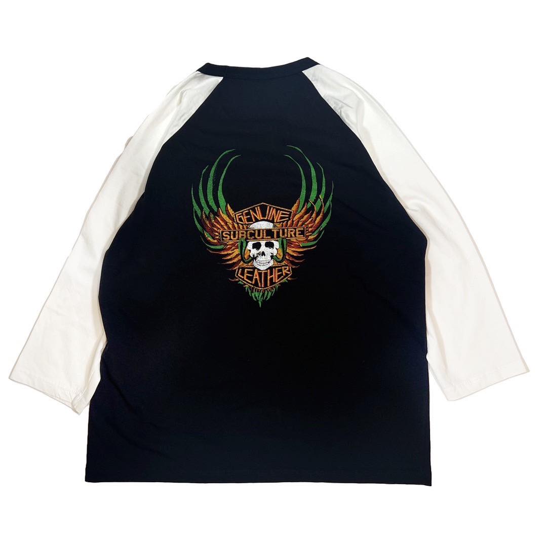 SKULL&SNAKE RAGLANLONGSLEEVE T-SHIRT / BLACK×WH