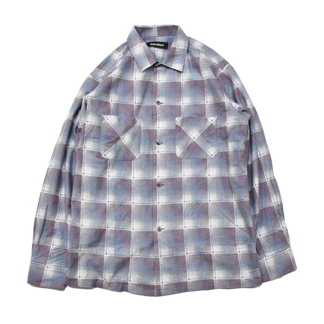 60'S OMBRE CHEC PRINT NEL SHIRT / BLUE | K's su