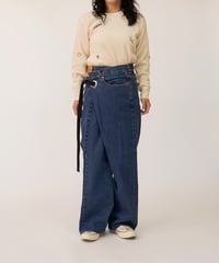 WRAP DENIM / M size (BLUE×BLACK) D-7 | nve tokki