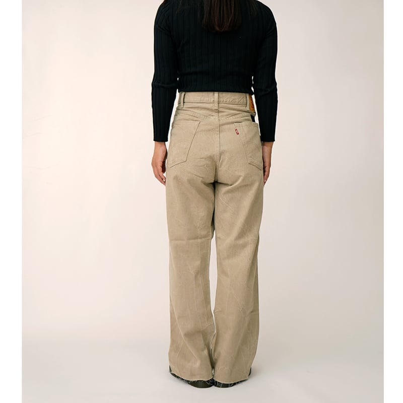 【試着のみ】seed and soil / wrap top beige WRAP DENIM / M size (BEIGE×BLACK) DNM17 | nve