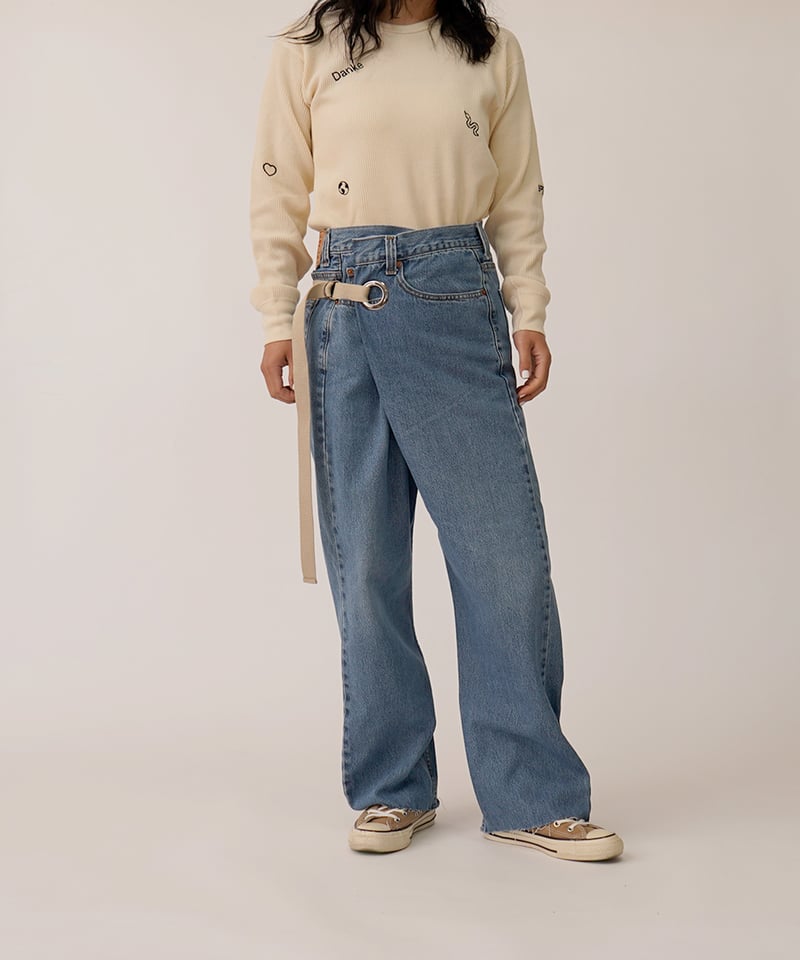 WRAP DENIM / M size (BLUE×BEIGE) DD-18 | nve tokki