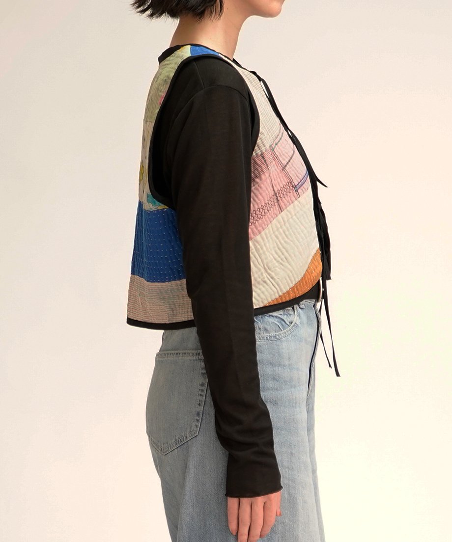 カンタキルトベスト　no134 VINTAGE KANTHA QUILT VEST (B) | nve tokki