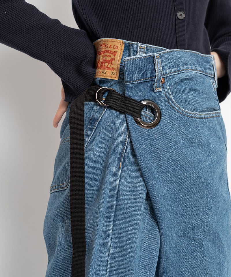 Wrap denim / L size (BEIGE×RED) D-5 | nve tokki