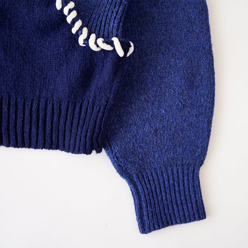 【完売/新品】NKNIT balloon cable KNIT NAVY ANCELLM EMBROIDERY CABLE STITCH KNIT NAVY 2025AW 通販ページ