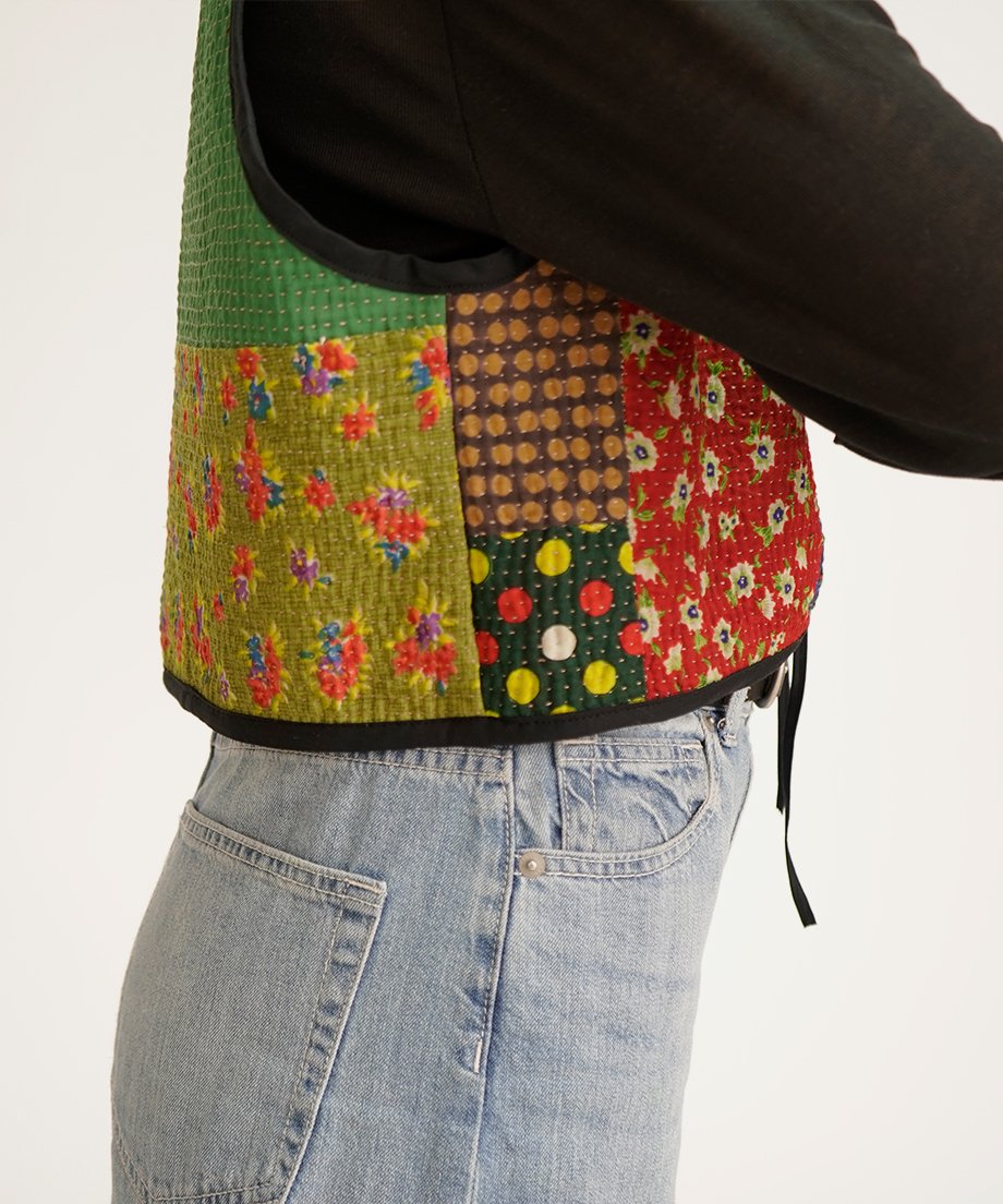 カンタキルトベスト　no134 VINTAGE KANTHA QUILT VEST (A) | nve tokki