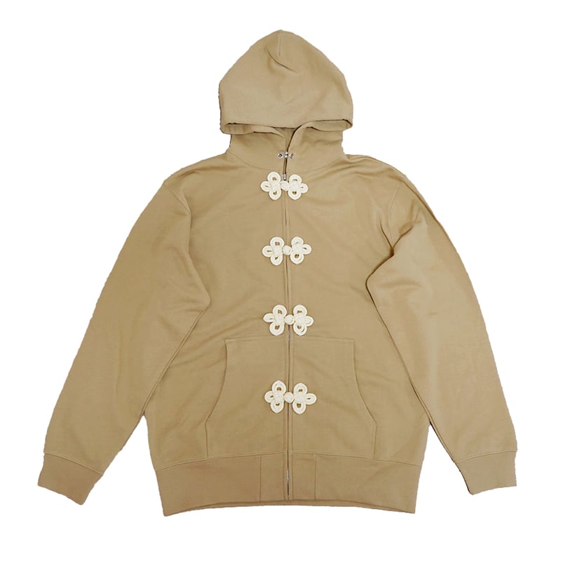CHINA BUTTON ZIP HOODIE / SAND | nve tokki