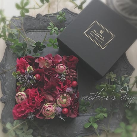 ◆mother'sday box flower  母の日限定ボックスフラワー【紅-beni】オリジナルハーブティーセット