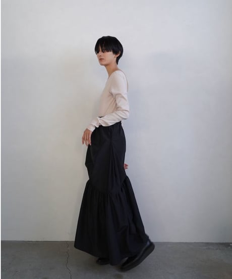 【&her】Pinch Tiered Skirt/BLACK-10月10-15日発送-