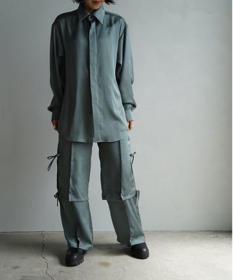 【&her】Satin Double Pants/GRAYBLUE-5日以内発送-