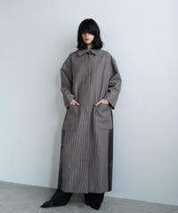 【&her】Check Ecoleather Coat/BROWN-10月10-15日発送-