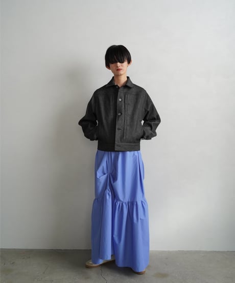 【&her】Pinch Tiered Skirt/BLUE-10月10-15日発送-
