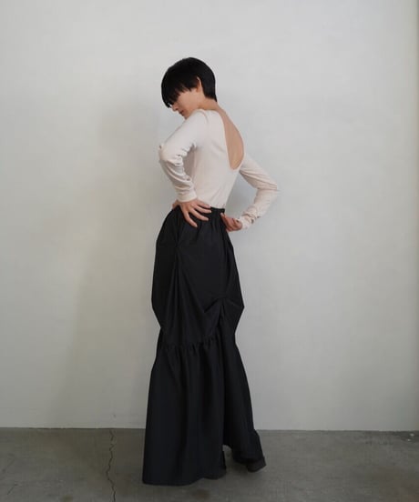 【&her】Pinch Tiered Skirt/BLACK-10月10-15日発送-