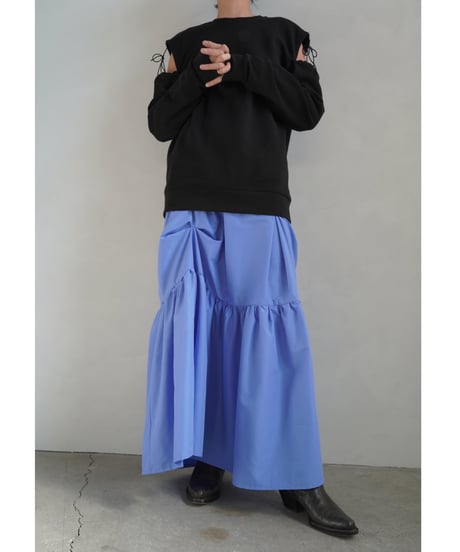 【&her】Pinch Tiered Skirt/BLUE-10月10-15日発送-