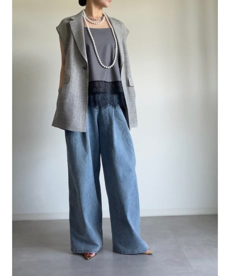 lace camisole / gray（セットアップ対応）