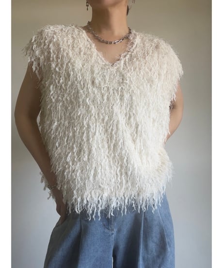 Lame Feather Vest