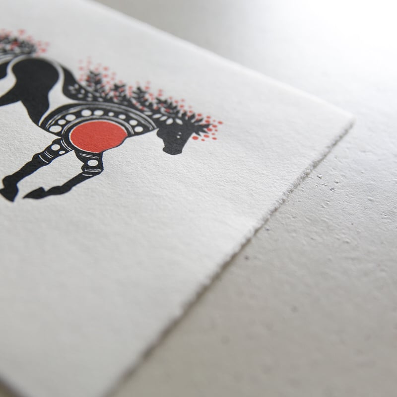 下條ユリの干支画「午年 Year of the Horse 」シルクスクリーン 下條ユリの干支画「午年 Year of the Horse 」シルクスクリーン