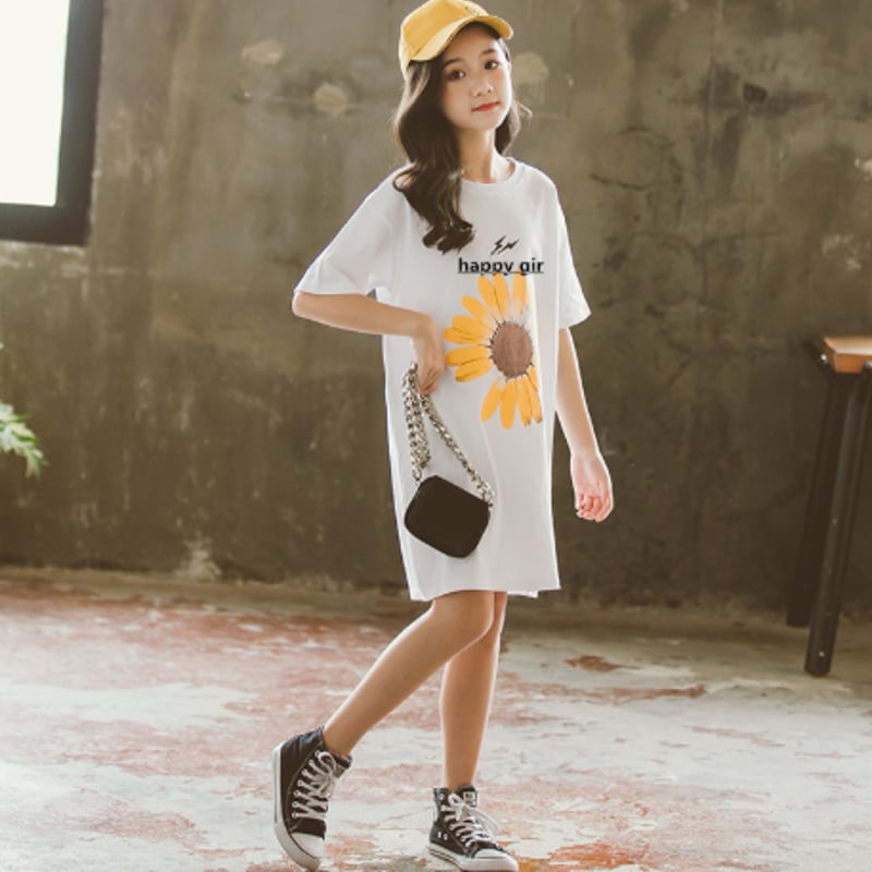 ワンピース 子供服 女の子 シャツ ワンピ Tシャツ 五分袖 半袖 綿 