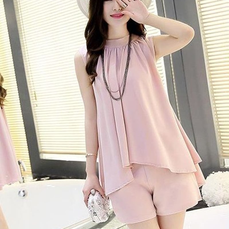 ピンク 長袖トップス ショートパンツ セット セットアップ ショートパンツ 20代 30代 40代 くすみカラー