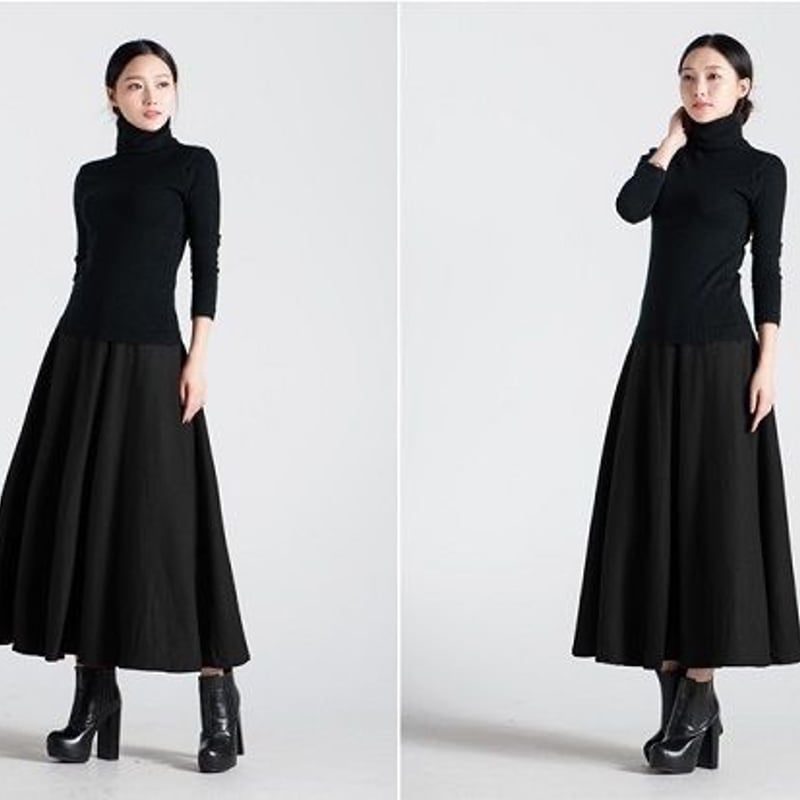 スカート ロング丈 マキシ丈スカート ウール混 暖かい 秋 冬 スカート ロング丈 マキシ丈スカート ウール混 暖かい 秋 冬