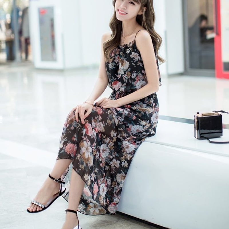 美品‼︎45R‼︎ノースリーブマキシワンピース マキシワンピース レディース 夏 黒 ノースリーブワンピース マキシ丈