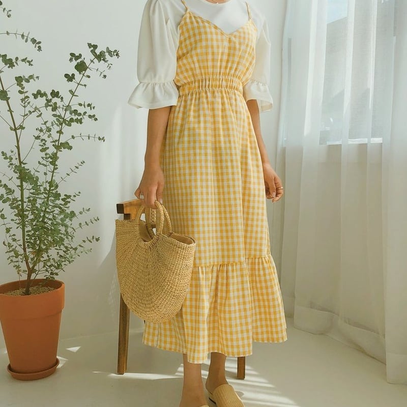 ワンピース ロング マキシ丈 ノースリーブ 夏 チェック柄 ロング
