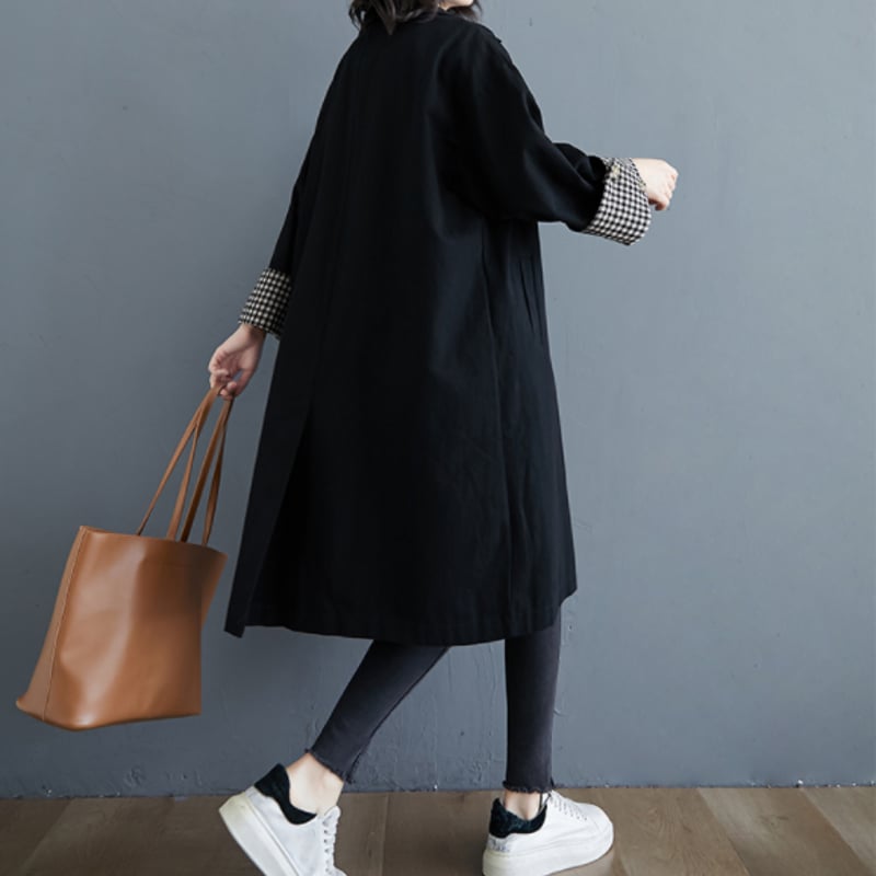 【半額以下！新品】フード付きブラックロング春コート♡ r22046262b8cf_6.jpg