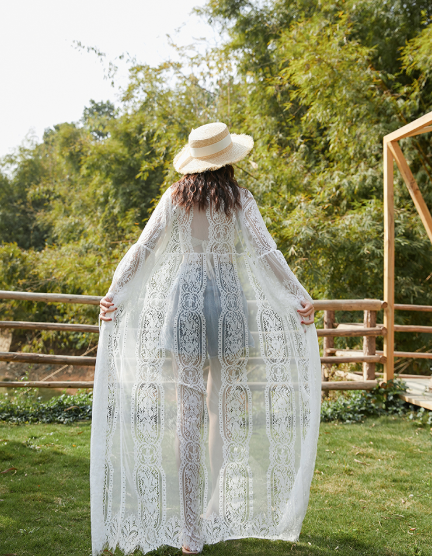 刺繍トップス レディース ガウン カーディガン マキシ丈 ロング