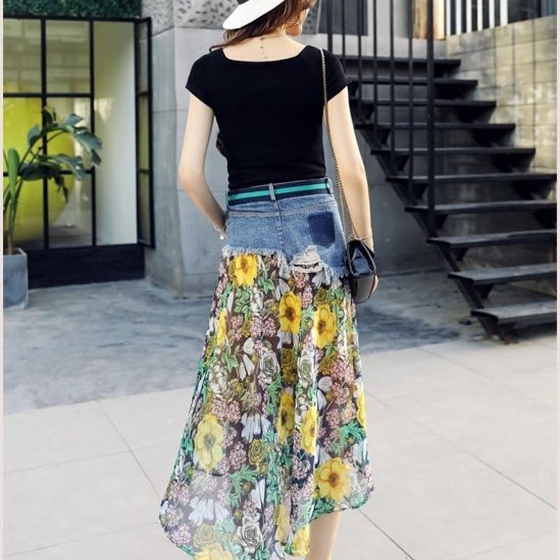 オールインワン 上下セットアップ セットアップ スカート デニム