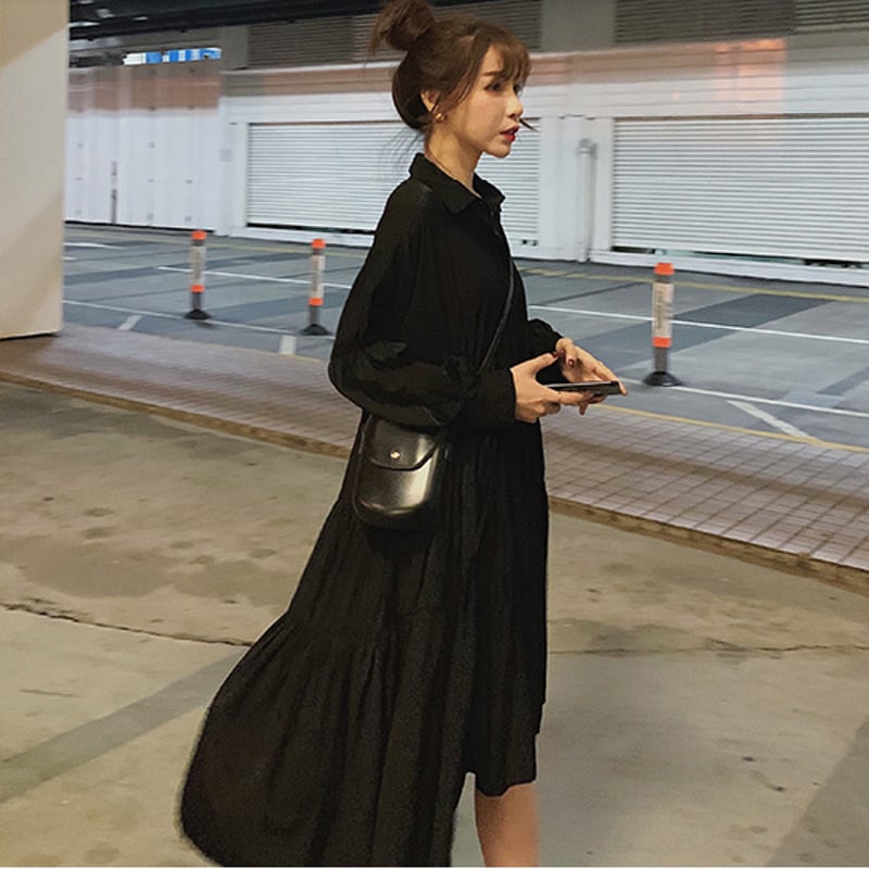 ワンピース レディース シャツ ワンピ アシンメトリー ボリューム袖