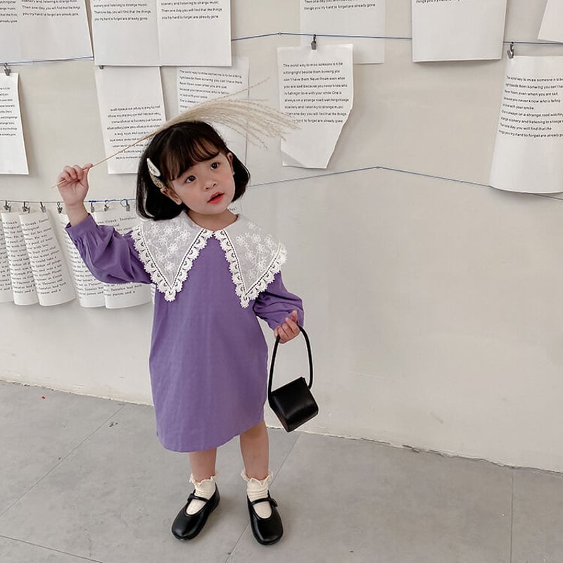 ハンドメイド　ふっくら袖ワンピース　120㎝つけ襟セット ハンドメイド ふっくら袖ワンピース 120㎝つけ襟セット 楽天市場