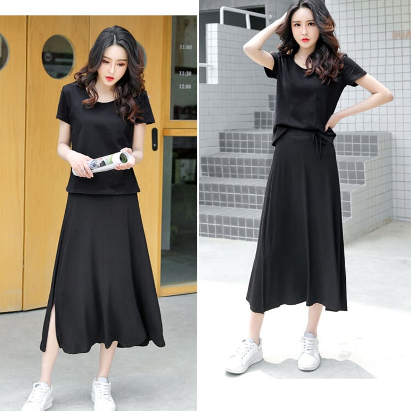 着回し力自由自在♡おしゃれに楽にTシャツ＋スカート セットアップ 綿