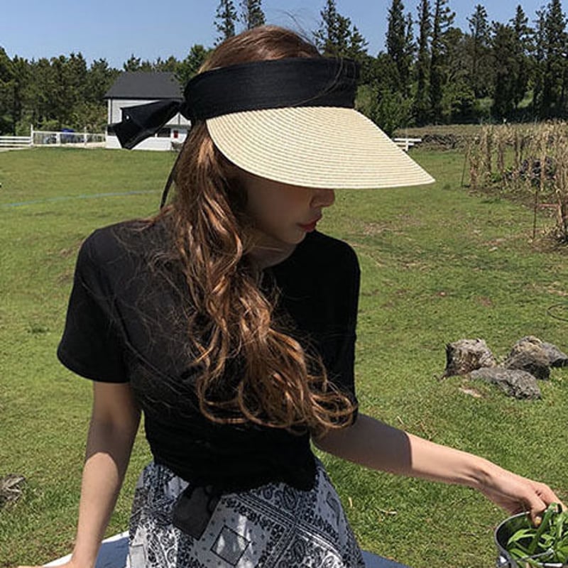 麦わら帽子風 サンバイザー レディース帽子 韓国風 春夏秋 帽子 麦わら帽子風 サンバイザー レディース帽子 韓国風 春夏秋 帽子
