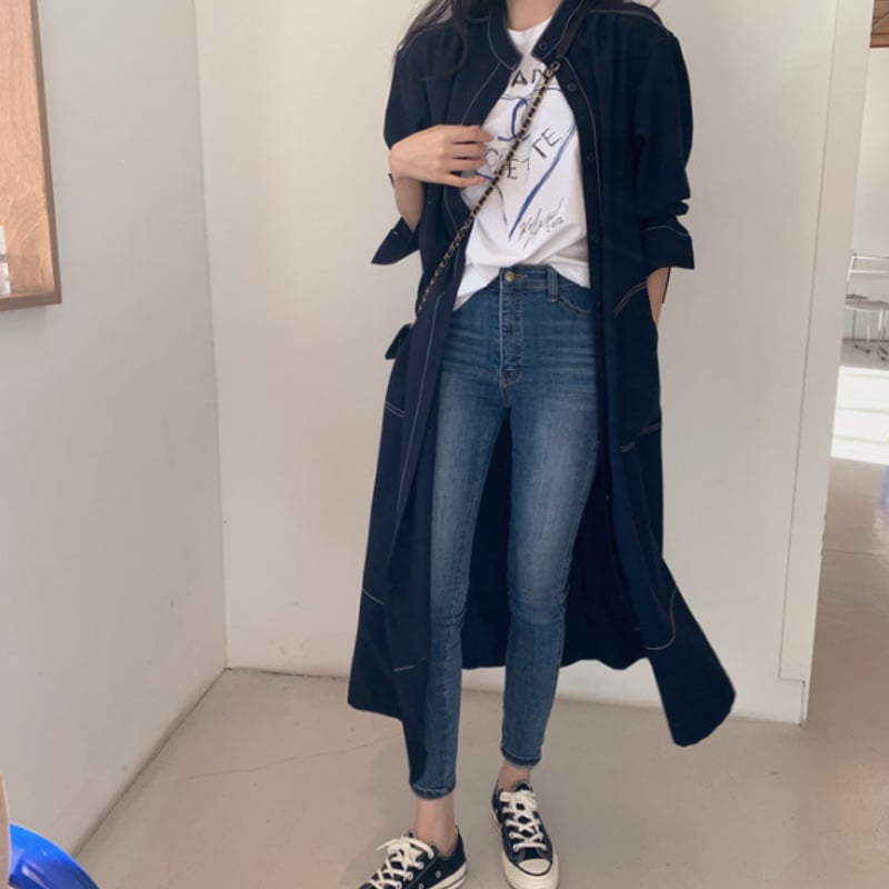 BLUE BLUE JAPAN ロングシャツワンピースカーディガン新品 シャツ レディース ロング丈 シャツワンピース 羽織り ロング