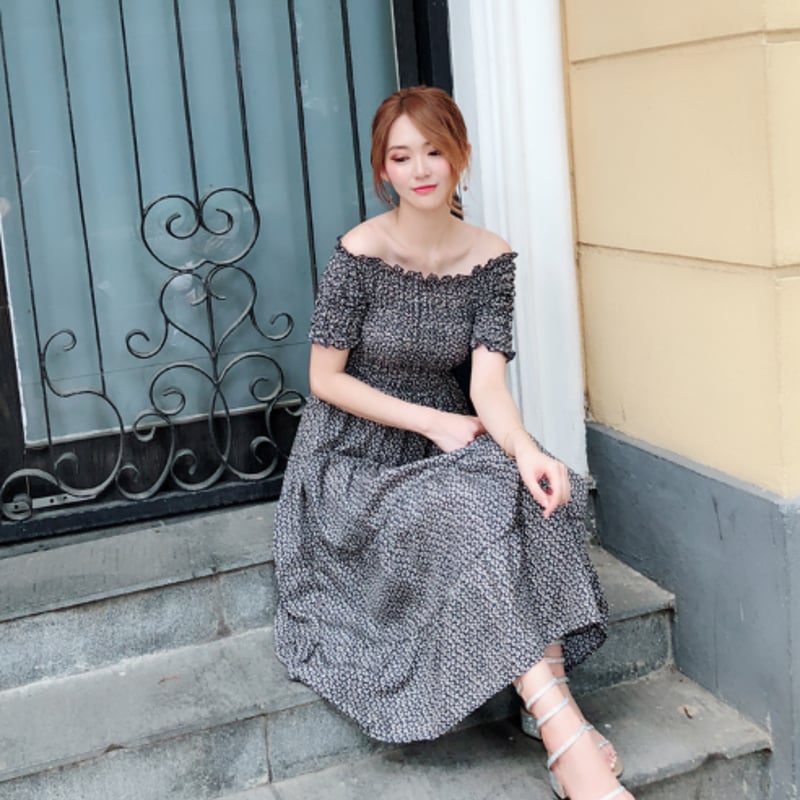 ⭐️25新作 ♡ A.L.C. 黒オフショルダーロングワンピース 新品♡　030 ワンピース レディース オフショルダー ロング ワンピ マキシ丈