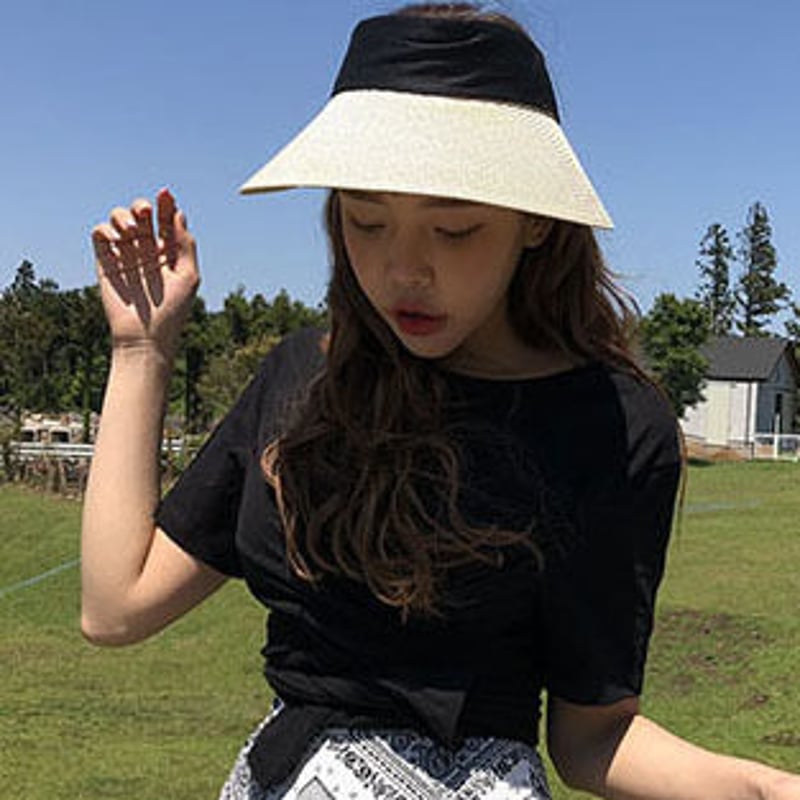 麦わら帽子風 サンバイザー レディース帽子 韓国風 春夏秋 帽子 麦わら帽子風 サンバイザー レディース帽子 韓国風 春夏秋 帽子