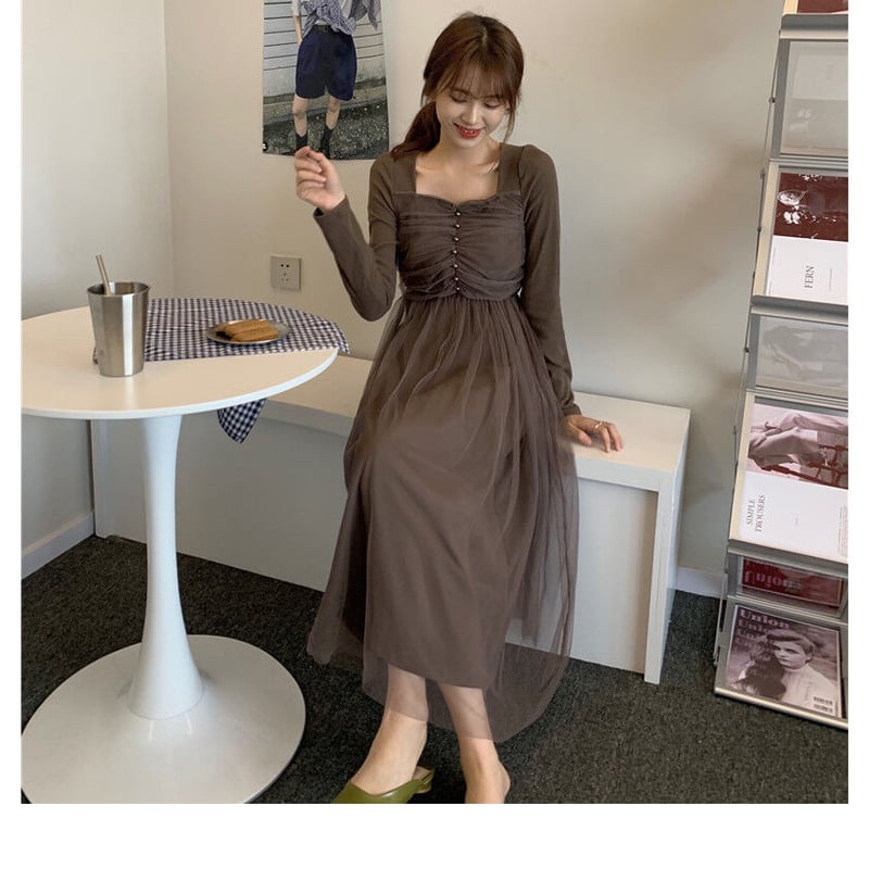 ミセス エレガント☆シフォンワンピースシフォンワンピ 大人 上品 膝丈