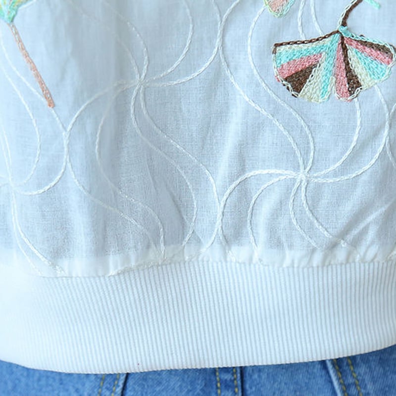 ジャケット アウター ノーカラージャケット 春 夏 刺しゅう 刺繍 襟