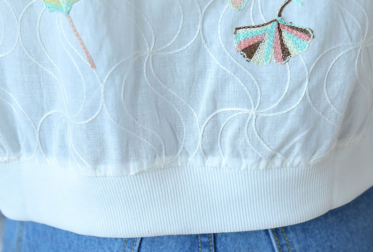 ジャケット アウター ノーカラージャケット 春 夏 刺しゅう 刺繍 襟