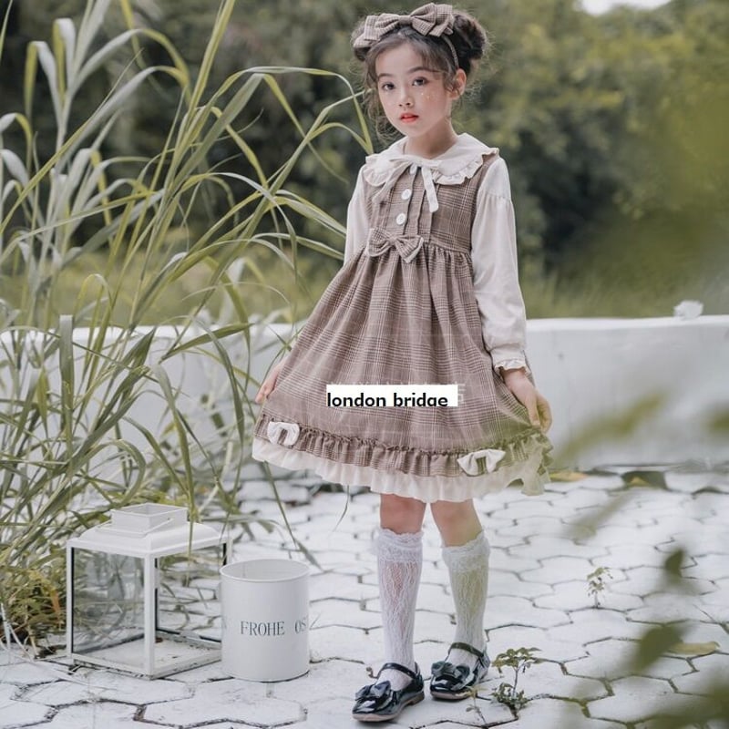 ハート リボン ブラウス チェックスカート セット 仰々しい 120 入園  