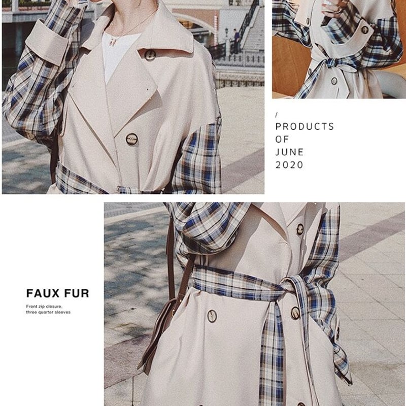 チェックカラー☆ハンサムトレンチコート レディース きれいめ