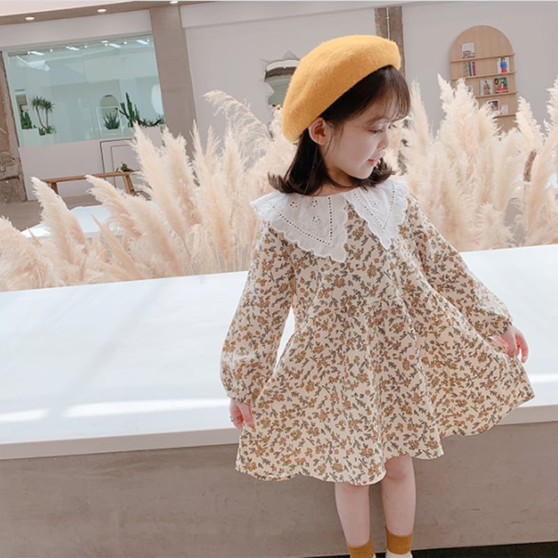 ワンピース 子供服 キッズファッション スカート 小花柄 ボタニカル柄